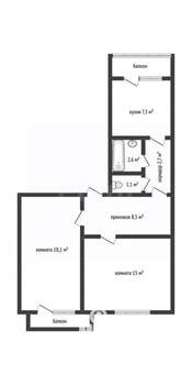 2-к квартира, вторичка, 57м2, 5/5 этаж