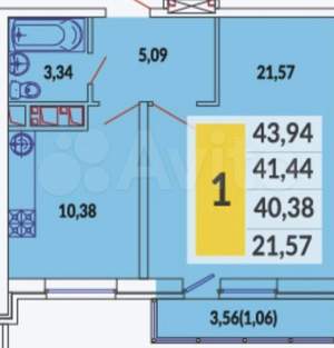 1-к квартира, вторичка, 44м2, 8/22 этаж