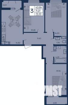 3-к квартира, вторичка, 74м2, 18/18 этаж