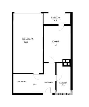 1-к квартира, вторичка, 47м2, 14/20 этаж