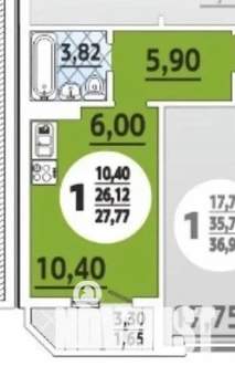 Студия квартира, вторичка, 28м2, 1/16 этаж