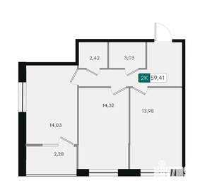 2-к квартира, вторичка, 59м2, 18/18 этаж