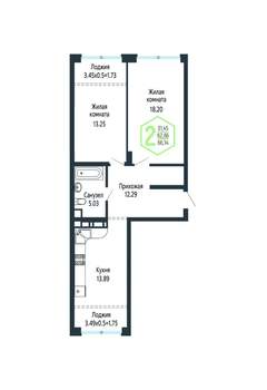 2-к квартира, вторичка, 67м2, 8/24 этаж