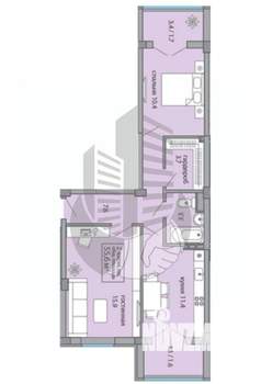 2-к квартира, вторичка, 52м2, 3/3 этаж