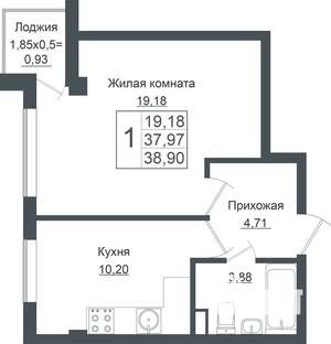 1-к квартира, вторичка, 39м2, 1/7 этаж