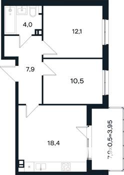 2-к квартира, вторичка, 57м2, 2/4 этаж