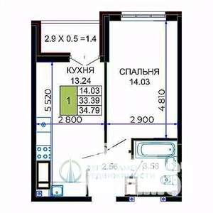 1-к квартира, вторичка, 35м2, 13/24 этаж