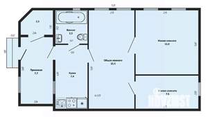 3-к квартира, вторичка, 57м2, 1/1 этаж