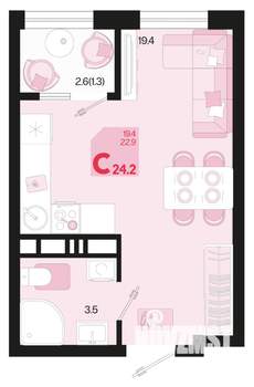 Студия квартира, вторичка, 24м2, 10/18 этаж