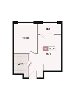 1-к квартира, вторичка, 34м2, 14/15 этаж