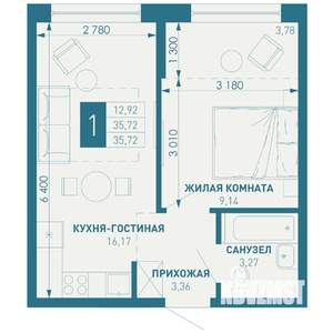 1-к квартира, вторичка, 36м2, 2/18 этаж