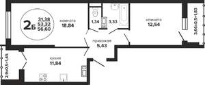 2-к квартира, вторичка, 57м2, 9/24 этаж