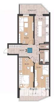 3-к квартира, сданный дом, 88м2, 2/17 этаж