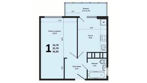 1-к квартира, вторичка, 36м2, 8/16 этаж