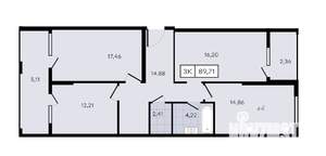 3-к квартира, вторичка, 90м2, 8/8 этаж