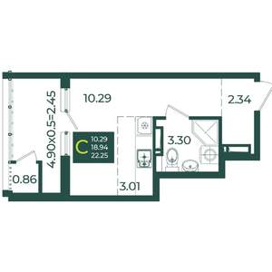 Студия квартира, вторичка, 22м2, 17/18 этаж