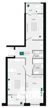2-к квартира, вторичка, 68м2, 8/18 этаж