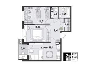 2-к квартира, вторичка, 70м2, 4/9 этаж