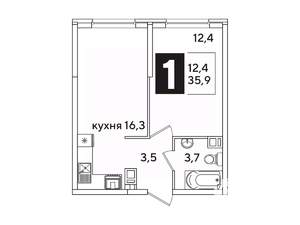 1-к квартира, вторичка, 36м2, 2/16 этаж