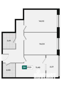 2-к квартира, вторичка, 57м2, 4/18 этаж