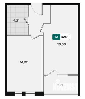 1-к квартира, вторичка, 42м2, 4/18 этаж