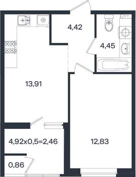 1-к квартира, вторичка, 39м2, 2/18 этаж