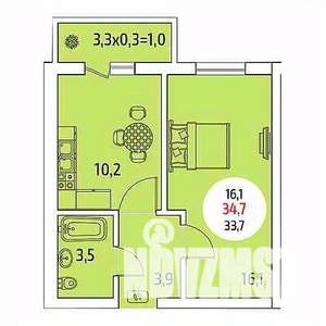 1-к квартира, вторичка, 35м2, 5/5 этаж