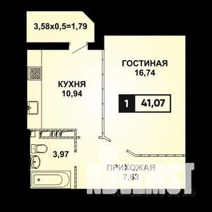 1-к квартира, вторичка, 41м2, 15/22 этаж