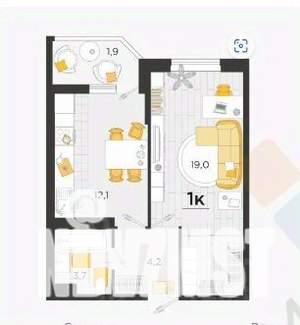 1-к квартира, вторичка, 41м2, 2/24 этаж