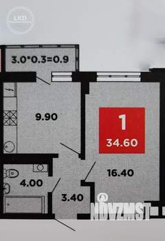 1-к квартира, вторичка, 34м2, 9/19 этаж