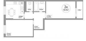 2-к квартира, вторичка, 64м2, 12/20 этаж