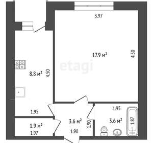1-к квартира, вторичка, 36м2, 2/9 этаж
