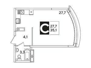 Студия квартира, вторичка, 35м2, 11/16 этаж