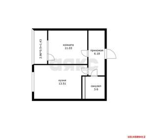1-к квартира, вторичка, 35м2, 10/16 этаж