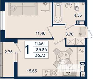 1-к квартира, вторичка, 37м2, 9/18 этаж