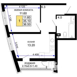 1-к квартира, строящийся дом, 37м2, 2/18 этаж