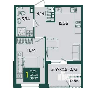 1-к квартира, вторичка, 39м2, 11/18 этаж