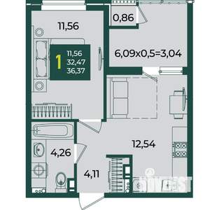 1-к квартира, вторичка, 36м2, 11/18 этаж
