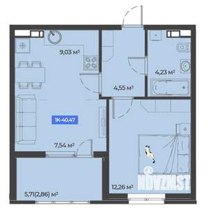 1-к квартира, вторичка, 40м2, 5/5 этаж