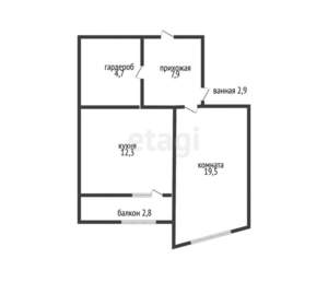 1-к квартира, вторичка, 47м2, 13/18 этаж