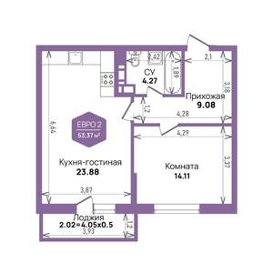 1-к квартира, сданный дом, 53м2, 10/24 этаж
