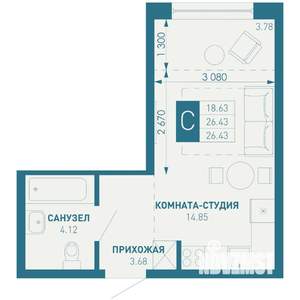 Студия квартира, вторичка, 26м2, 5/18 этаж