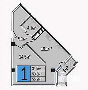 1-к квартира, вторичка, 59м2, 16/24 этаж