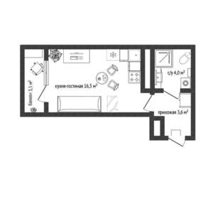 Студия квартира, вторичка, 24м2, 16/18 этаж