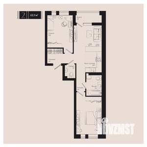 2-к квартира, вторичка, 62м2, 5/18 этаж