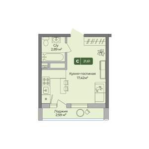 Студия квартира, вторичка, 22м2, 1/10 этаж