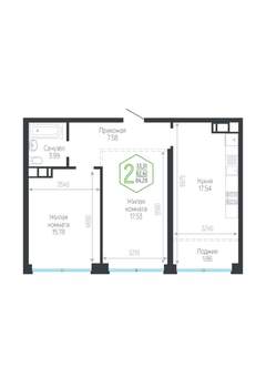 2-к квартира, вторичка, 64м2, 17/24 этаж