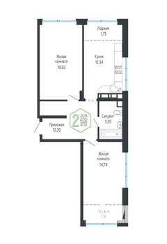 2-к квартира, вторичка, 67м2, 14/24 этаж