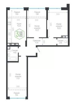3-к квартира, вторичка, 85м2, 14/24 этаж