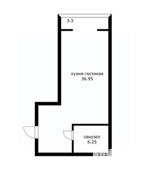 1-к квартира, вторичка, 47м2, 3/6 этаж